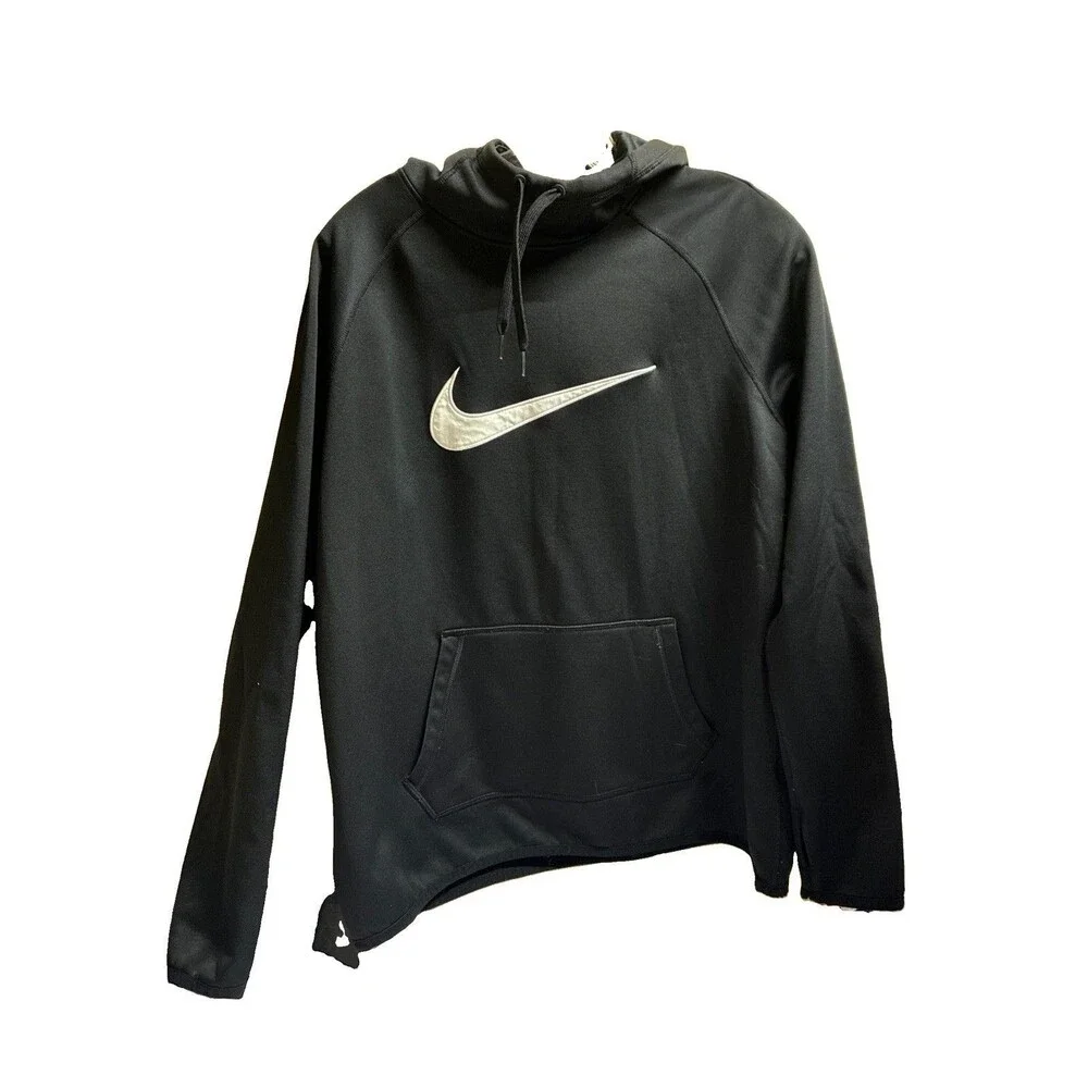 Black w/ White Swoosh  Nike  Hoodie. Pullover   Dri Fit   Women’s L